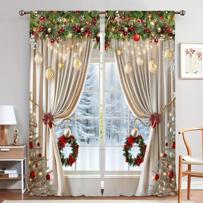 🎅Christmas Sale🎄50K+ SOLD! 🎁✨Christmas Window Curtains 2-Piece Set for Home Decor