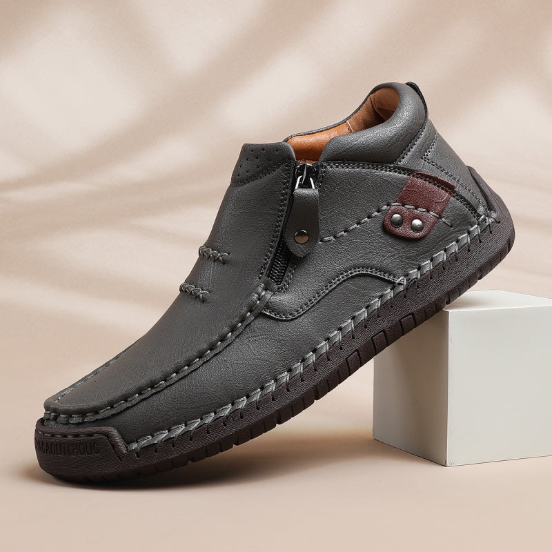 ⏰Limited Time Sale 50% OFF-Men’s Handmade Premium Leather Slip-On Driving Boots – Wide Toe, Arch Support, Waterproof, Pressure Relief, Non-Slip Sole for Casual, Travel & Outdoor