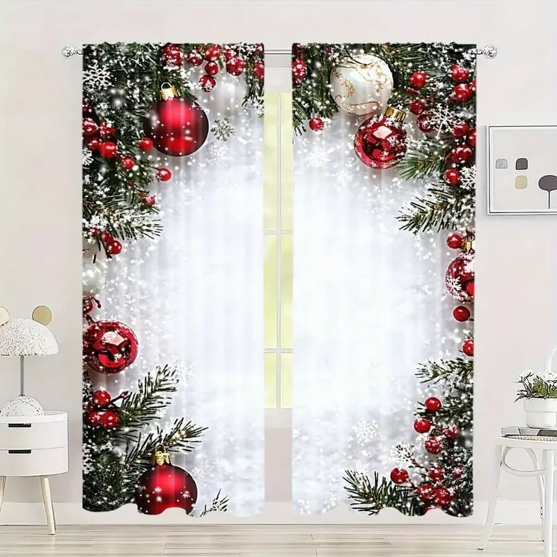 🎅Christmas Sale🎄50K+ SOLD! 🎁✨Christmas Window Curtains 2-Piece Set for Home Decor